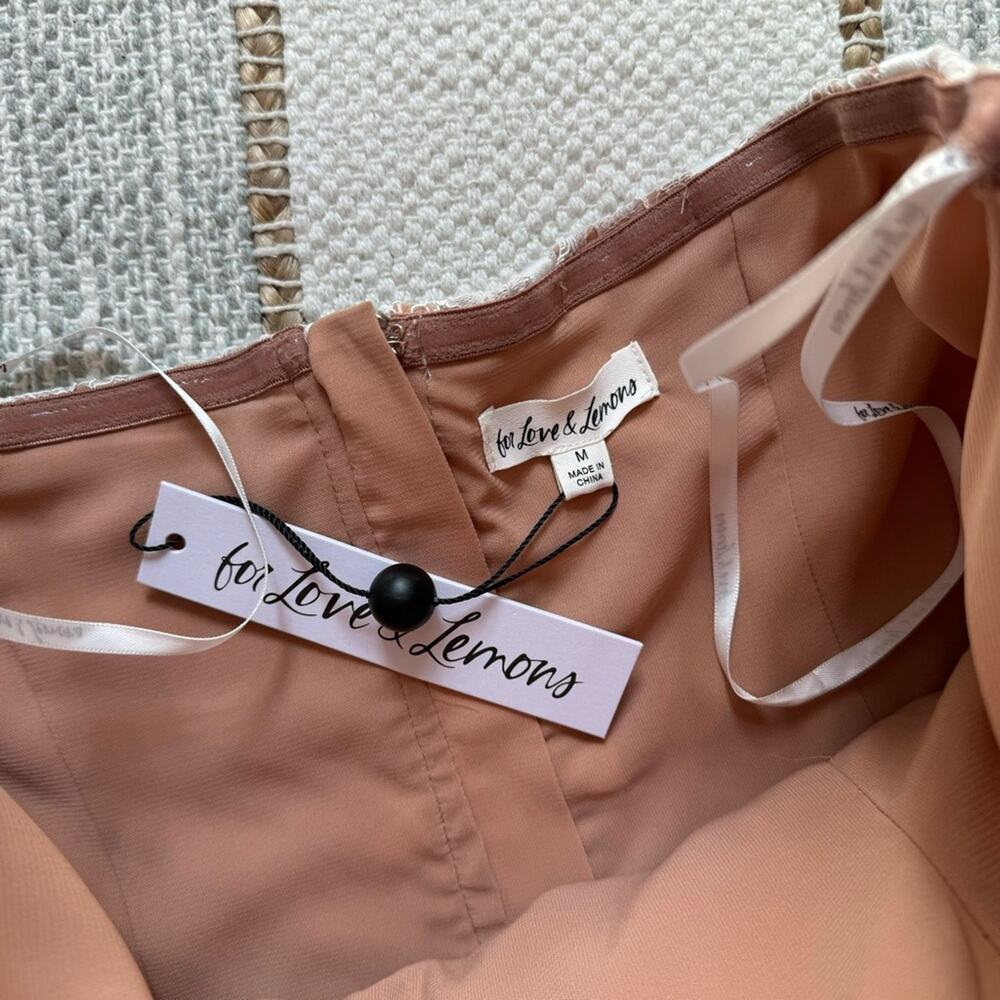 For Love & Lemons Jelena White Tan Lace Strapless Mini Dress Women’s Size Medium - Picture 8 of 14